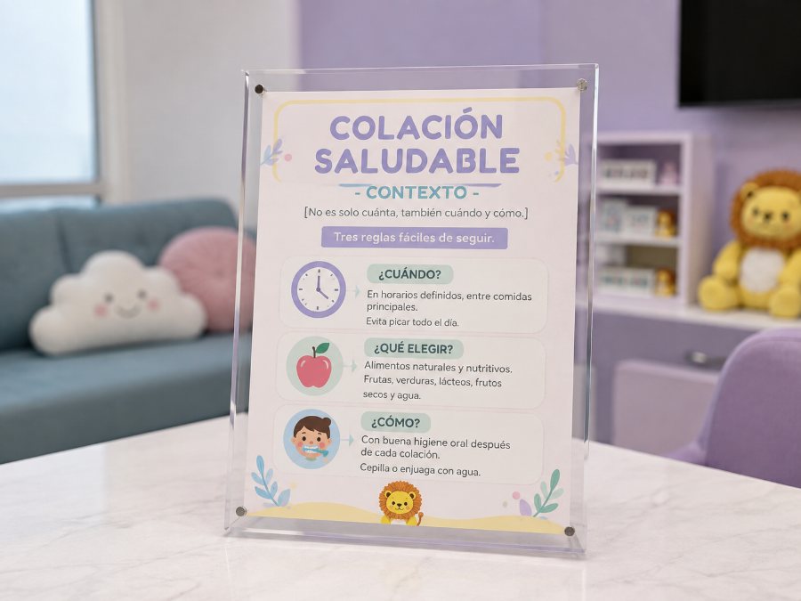 Lámina de colación saludable en la sala de espera del consultorio